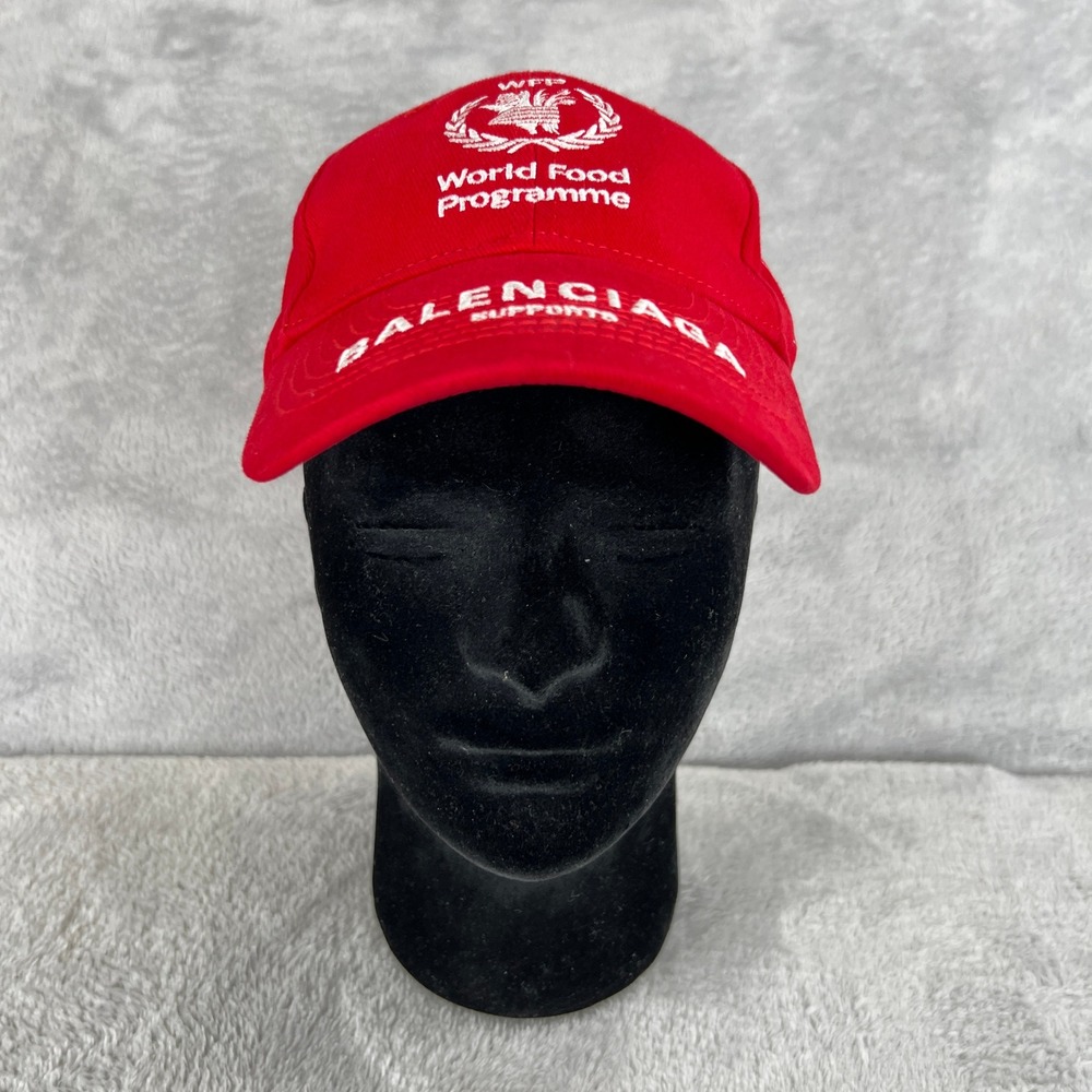Balenciaga World Food Programme WFP Hat Red Cotton Twill Strapback Italy Cap